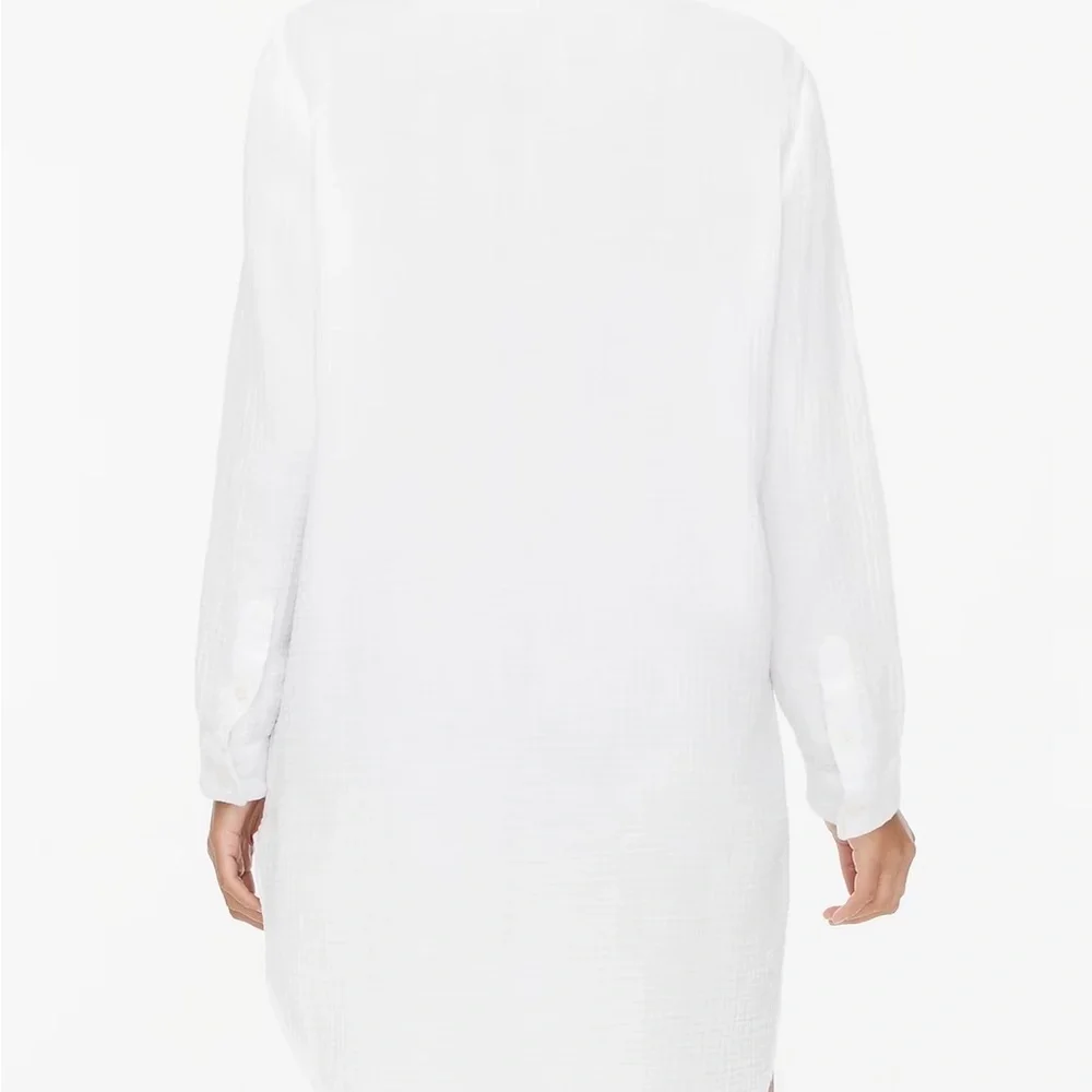Button-down gauze tunic cover-up